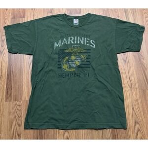 US Marines T-Shirt Mens Extra Large Semper Fi Bayside Made In USA